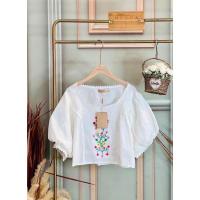 ราคา heaha เสื้อปักลายดอกสีขาว (22650143958)