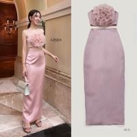ราคา (พร้อมส่ง) Linda85 เซตเสื้อกระโปรงเกาะอกมาพร้อมกระโปรงยาวผ่าหลังเป็นผ้าซาตินสีชมพู PC.sty งานป้าย (27524687077)