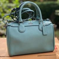 ราคา Coach Mini Bennett Blue Green Leather Satchel Bag Boutique (1542848094)