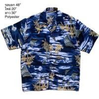 ราคา มือ2เสื้อฮาวาย ลายวิวทะเล สีน้ำเงินสด (19677568925)