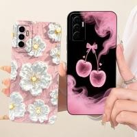 ราคา สําหรับ vivo V23e / Y75 4G กรณี V 23E ดอกไม้สไตล์เชอร์รี่ทาสีฝาครอบซิลิโคนนุ่มสําหรับ VivoY75 Y 75 4G Bumbber Shell (46304256379)