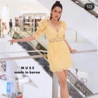 ราคา เดรสลูกไม้สีเหลือง คอวี งานป้าย MUSE ไซส์ s (2802552549)
