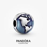 ราคา S925 Pandora ตัวคลิปโลหะเงินแท้แบบ.Blue Globe สำหรับสร้อยคอและกำไล (54550675264)