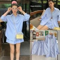 ราคา ชุดเซ็ท 2 ชิ้น เสื้อเชิ้ตแขนยาวพิมพ์ลายริ้ว+กางเกงขาสั้น แต่งลูกไม้ฉ่ำ ไซส์ใหญ่ สาวอวบYY (27859094537)