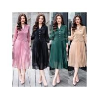 ราคา Cutie Minute PD2663เดรสอัดพลีท ดีเทลใช้ที่แขนและกระโปรงใช้ผ้าตาข่ายผสมกลิตเตอร์แต่ง (44161960436)