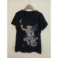 ราคา เสื้อยืด ลายไทย หนุมานหาวเป็นดาวเดือนมีกลิตเตอร์ทองวิบวับ 36/25.5" (25186829827)