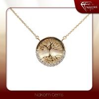 ราคา นคร เจมส์ สร้อยคอทองคำแท้18K (ทอง75%) น้ำหนัก2.5 ฝังเพชรแท้น้ำหนัก 7 ตัง ดีไซน์ต้นไม้แห่งชีวิต สร้อยคอรูปต้นไม้ (14518054812)