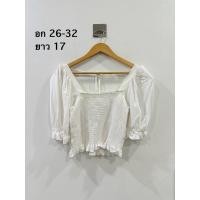 ราคา เสื้อครอปแขนตุ๊กตาสีขาว h&m (56601120926)