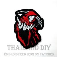 ราคา ตัวรีดติดเสื้อ งานปัก ลาย ยมฑูต หัวกะโหลก ผี ปีศาจ ซาตาน Satan Skull Patch DIY WOP ตัวรีด อาร์มติดเสื้อ กระเป๋า กางเกง (23625232827)