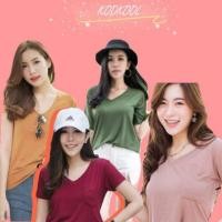 ราคา เสื้อยืดคอวี มีกระเป๋า oversize ผ้าเรย่อน >>Top basic<< เนื้อผ้าเรย่อน เนื้อดี เกรดพรีเมี่ยม (5618215778)