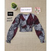 ราคา CPS(แท้)เสื้อครอปแขนยาวเอวสม็อคมีลวดลายไซส์S (20687794510)