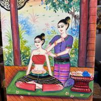 ราคา ภาพวาด กรอบรูป วินเทจ ภาพเพ้นท์ 40x60 cm 5 แบบ สวย ภาพนวดไทย นวดสุขภาพ สไตล์ล้านนา แขวนผนัง (24633438875)