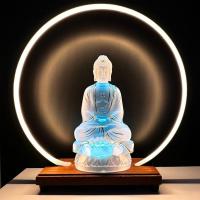 ราคา พระพุทธเจ้าของจีนนิกายมหายาน "พระยูไล" ปางประทับนั่งบนบัลลังค์ดอกบัว วัสดุงานเรซิน พร้อมโคมไฟ LED (29864431265)