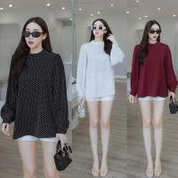 ราคา J1931 JiraClothing เสื้อแขนยาวลายจุด ดีเทลแขนทรงพองปลายจั๊ม (49955265785)