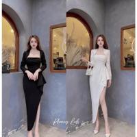 ราคา เดรสปาร์ตี้เปิดไหล่แขนยาวคลุมแขนใหญ่ชุดเพื่อนเจ้าสาวสุดหรู ดีจี 4546 (46756115365)
