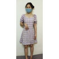ราคา เดรสสั้น ตารางม่วง แขนตุ๊กตา (3378460289)