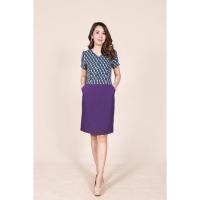 ราคา เดรสทำงาน ชุดทำงาน เดรสคอวี เดรสสีม่วง (10813667961)
