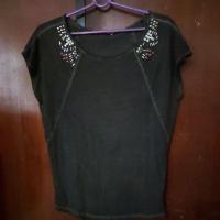 ราคา เสื้อยืดสีดำอมเทาคอกว้าง แบรนด์ edcในเครือesprit(เอสปรี) (16586047127)