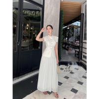 ราคา ADORA #ชุดเซ็ทสีขาว #ชุดไปทำบุญ #ชุดกระโปรงสีขาว #ชุดสีขาวสุภาพ (20482400588)