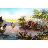 ราคา โปสเตอร์ ภาพวาด สีน้ำมัน วิถีชีวิต เรือสำเภา โบราณ Landscapes Painting POSTER 20”x30” Inch Fisherman Chinese Lifestyle (2372079044)