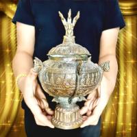 ราคา ขันน้ำมนต์เบญจภาคี ที่ครอบน้ำมนต์พระนาคปรก ปลุกเสกวัดระฆังโฆสิตาราม เนื้อทองเหลืองผสมมวลสาร(สูง30ซม.) (18907358168)