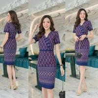 ราคา เดรสผ้าไทย สีม่วง งานชุดผ้าไทยสไตล์คุณครู งานป้าย (23479353571)