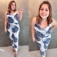 ราคา ชุดคนอ้วน จั้มสูทสาวอวบสายเดียวลายใบมะพร้าว (F31/052) (278938547)