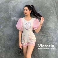 ราคา จั้มสูทขาสั้น ลายน้องแมว มือ1 ป้ายห้อย ป้าย Victoria sz:S (2851527518)