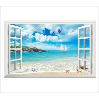 ราคา 3D Wall sticker [B32] สติกเกอร์ติดผนัง 3มิติ สติ๊กเกอร์ติดผนัง สติ็กเกอร์ติดผนัง กันน้ำ หน้าต่าง 3มิติทะลุมิติ วิวทะเล (17444643792)