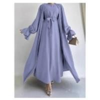 ราคา 2025 ชุดเดรสมุสลิมสไตล์ใหม่สุภาพสตรีอิสลามชุดอนุรักษ์นิยมชุดสองชิ้น abayaReady stock11.12 (46251250897)