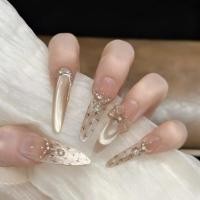 ราคา [Celebrity Chanel] Handmade Chanel Style Nails High-End Feeling Whitening Wear Nail Whitening Fake Nail Patch 1.26 (40628346997)