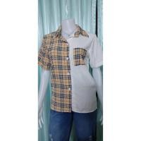 ราคา เสื้อเชิ้ตแฟชั่น ทูโทน ลายสก็อตสีน้ำตาล งานป้าย PUNG PUNG (13444117045)
