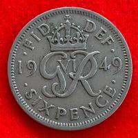 ราคา เหรียญอังกฤษ United Kingdom 6 pence ปี 1949 เหรียญ​ต่างประเทศ (24069242851)