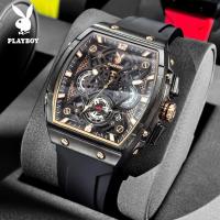ราคา PLAYBOY นาฬิกาข้อมือชาย แท้ 100% กันน้ำ นาฬิกาสปอร์ตมีสไตล์ ระบบควอทซ์ สายยาง สีดำ มัลติฟังก์ชัน 3087 (28090480347)