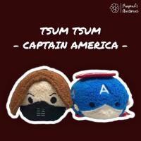 ราคา พร้อมส่ง : พวงกุญแจตุ๊กตากัปตันอเมริกาและบัคกี้ซูมซูม | Captain America & Bucky Tsum Tsum Plush Keychain. (2404527858)