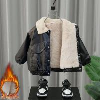 ราคา ฤดูหนาวเด็กชายใหม่เย็นหล่อเสื้อหนังเกาหลีเด็กสบาย ๆ เสื้อคลุมหนา (29917471480)