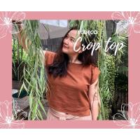 ราคา เสื้อครอปผ้าฝ้ายคอปาด แขนล้ำน่ารักใส่สบาย มีไซส์เล็กและใหญ่(พลัสไซส์) (16152055871)