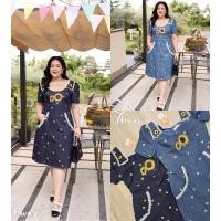 ราคา เดรสยีนส์งานปักทานตะวันสวยๆ กระเป๋าหน้าใช้งานได้จริง ใส่ไปเที่ยว ตามคาเฟ่ น่ารักๆ เสื้อผ้าสาวอวบอ้วน พลัสไซส์ ไซส์ใหญ่ (48551116575)