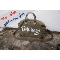 ราคา Solider cow skin กระเป๋าปักชื่อ ผ้าแคนวาส หนังแท้ size 30 (378816171)
