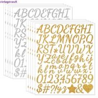 ราคา VINTAGEVAULT 5 แผ่นตัวอักษรสติกเกอร์ตัวอักษรใหญ่,ตัวอักษรภาษาอังกฤษ AZ Sparkling Glitter Letter สติกเกอร์,หัวใจกาวในตัว 2/1.5 นิ้วเงาเงินตัวอักษรจํานวนสติกเกอร์ (52055664307)