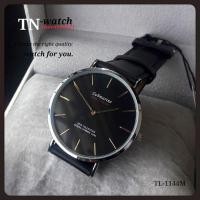 ราคา us submarine รุ่น TA--1144M นาฬิกาผู้ชายสายหนังแท้ระบบควอทต์กันน้ำ 100%พร้อมกล่อง สีดำ (954275030)