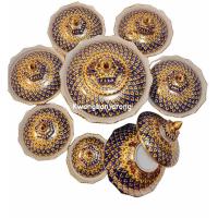 ราคา ชามชุดเบญจรงค์ลายไทยพื้นน้ำเงิน (25726344262)