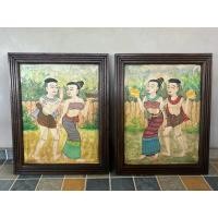 ราคา ภาพวาดคนล้านนา กรอบรูปตกแต่งผนัง ขนาด 40x51 cm. (54900183309)