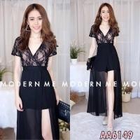 ราคา ชุดเซทผู้หญิง จั้มสูทเสื้อผ้าลูกไม้+กางเกงสั้นผ้าโฟร์เวย์ (776961585)