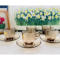 ราคา Arcoroc France ชุดชา/กาแฟแก้วสีเทาชา ใหม่ (ราคาต่อชุด) (26137772454)