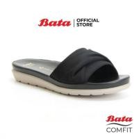 ราคา Bata COMFIT รองเท้าเพื่อสุขภาพ รองเท้าแตะ ส้นแบน ผู้หญิง SLIP ON แบบสวม เปิดส้น สีดำ รหัส 6616752 Ladiescomfort Fashion (9257819608)