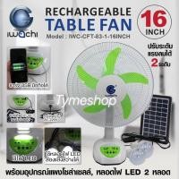 ราคา พัดลมตั้งโต๊ะ 2 ระบบชาร์จไฟได้ พัดลมโซล่าเซลล์ iwachi 16นิ้ว (10904139297)