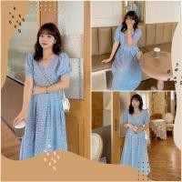 ราคา PMSWEET PLUSSIZE : PMP0676 : พร้อมส่ง เสื้อผ้าไซส์ใหญ่ เสื้อผ้าสาวอวบ ชุดเดรสคนอ้วน เดรสลูกไม้ เดรสสีฟ้า คอวี แขนต (11569949600)
