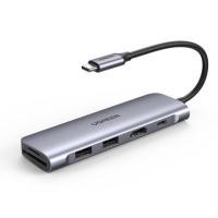 ราคา UGREEN รุ่น 70411 Converter Type-C 6 in1 Type-C to USB 3.0*2 + HDMI + TF/SD Hub with PD (Alu Gray) (21645285482)