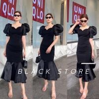 ราคา ชุดดำ เดรสสีดำ ชุดไทยจิตรลดา ชุดดำสุภาพ ชุดดำแฟชั่น ชุดผ้าไหมสีดำ (10552987411)